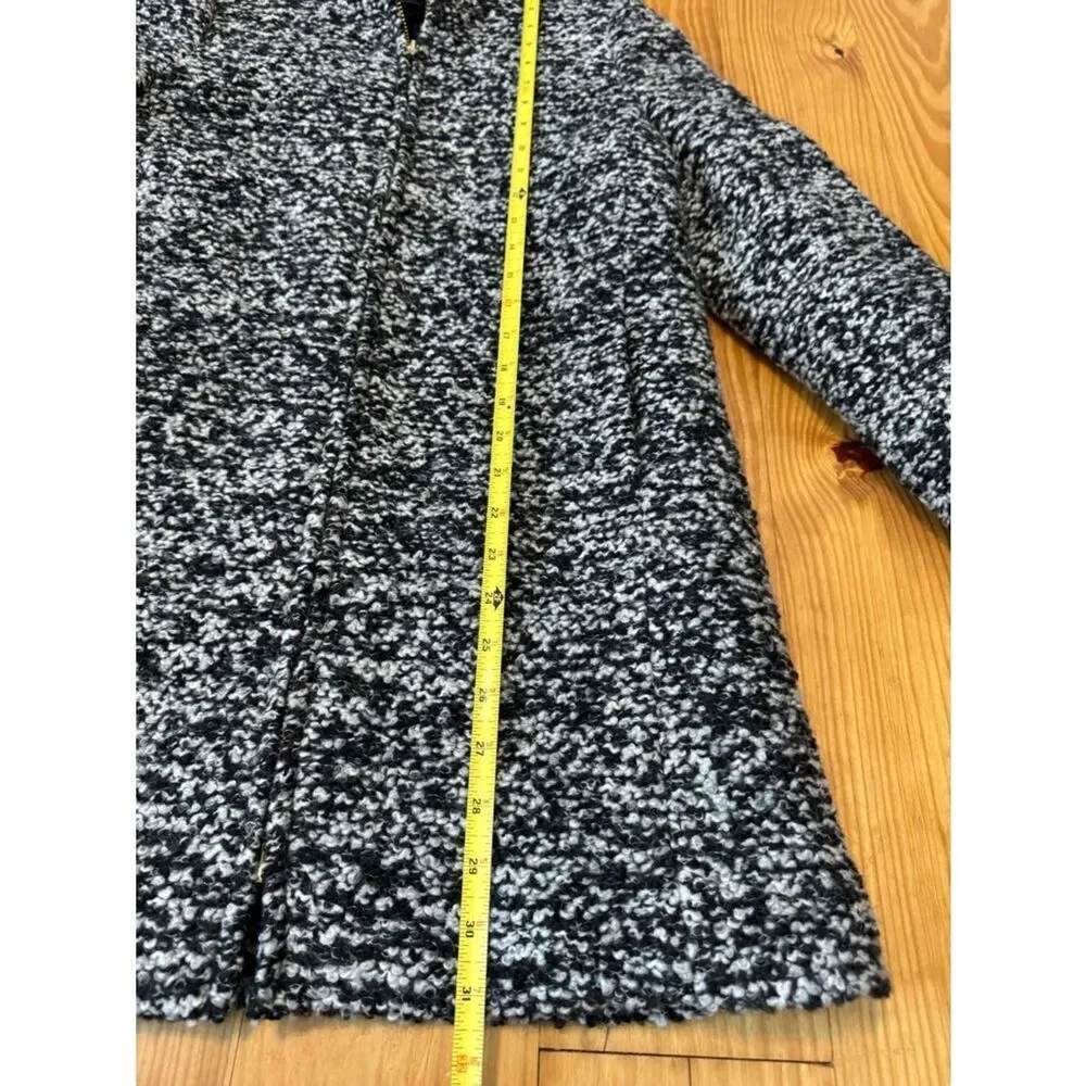 J. Crew Coat Italian Wool Lodge Zip Up in Boucle Speckled Black White Women’s 4
